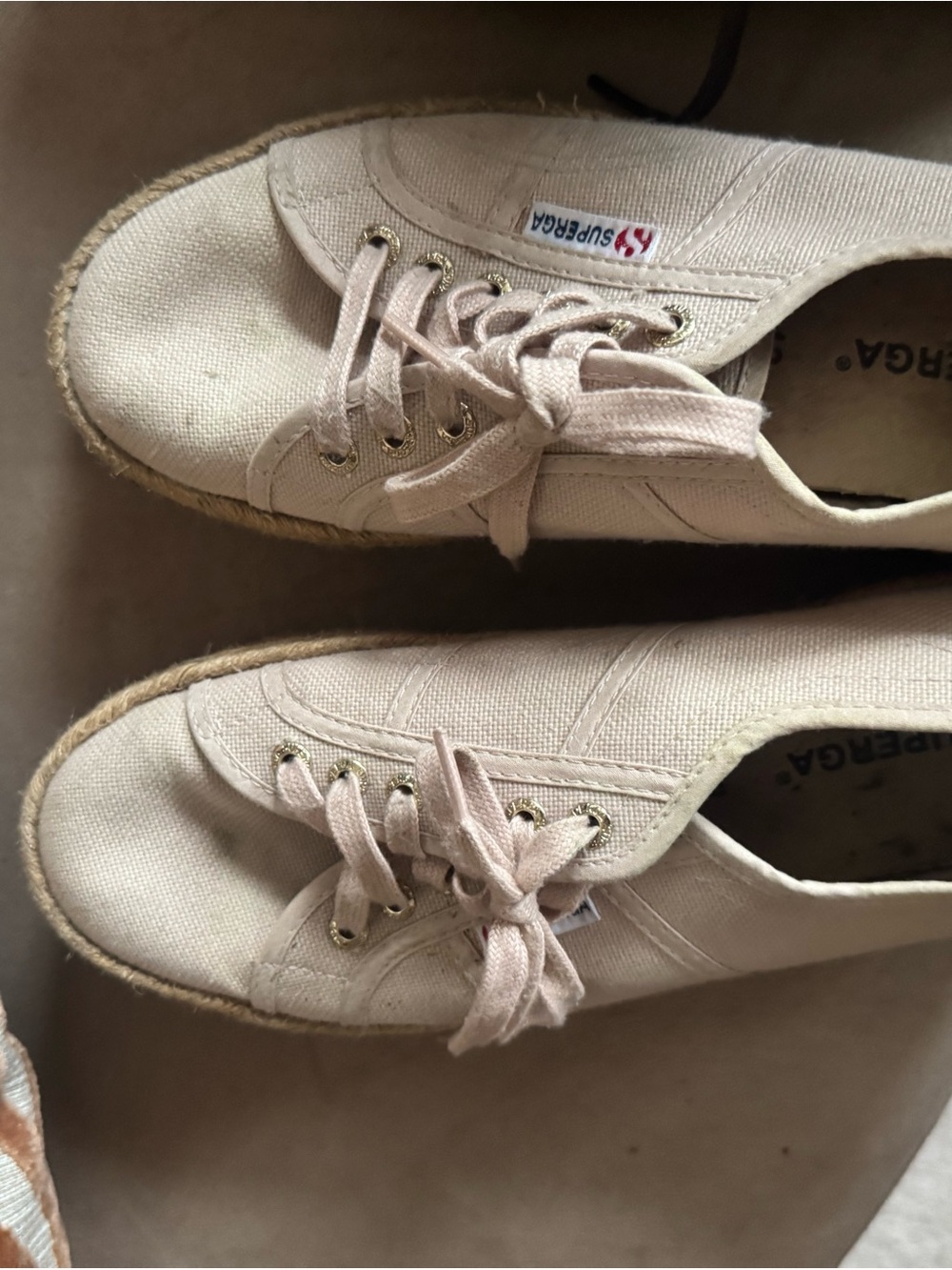 Superga Platform Sneakers in Light Pink with Natural Espadrille Sole - Picture 11 of 12
